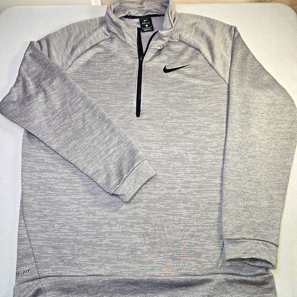 Nike Mens Dri-FIT 1/4 Zip Pullover Fleece Sweatshirt Dark Gray Heather Large....